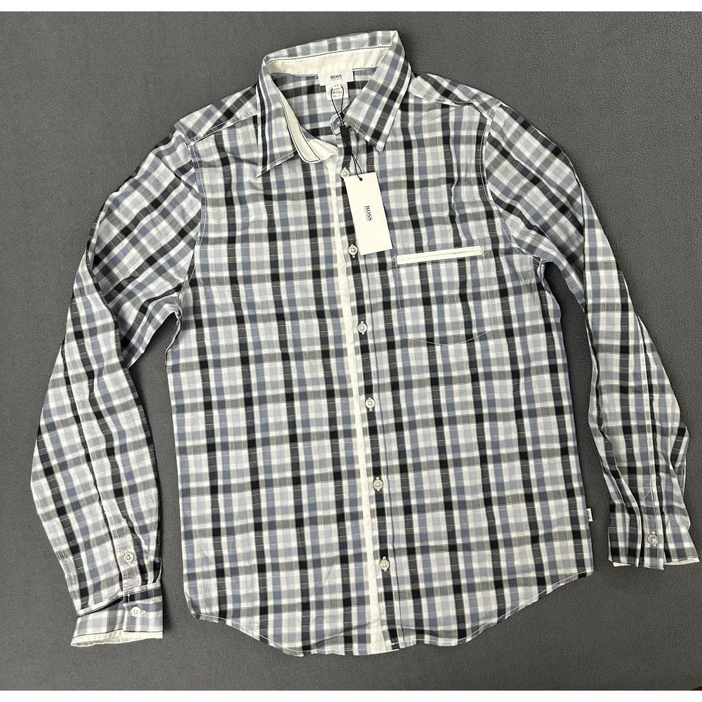 Authentic HUGO BOSS Kids Boys Long Sleeve Button-Up Shirt Size 16-M